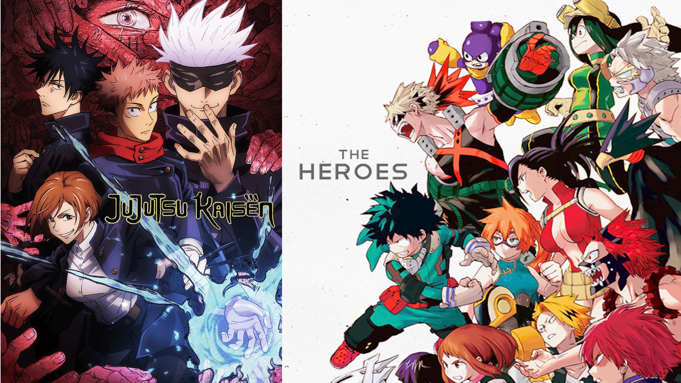 my hero academia and jujutsu kaisen characters anime manga