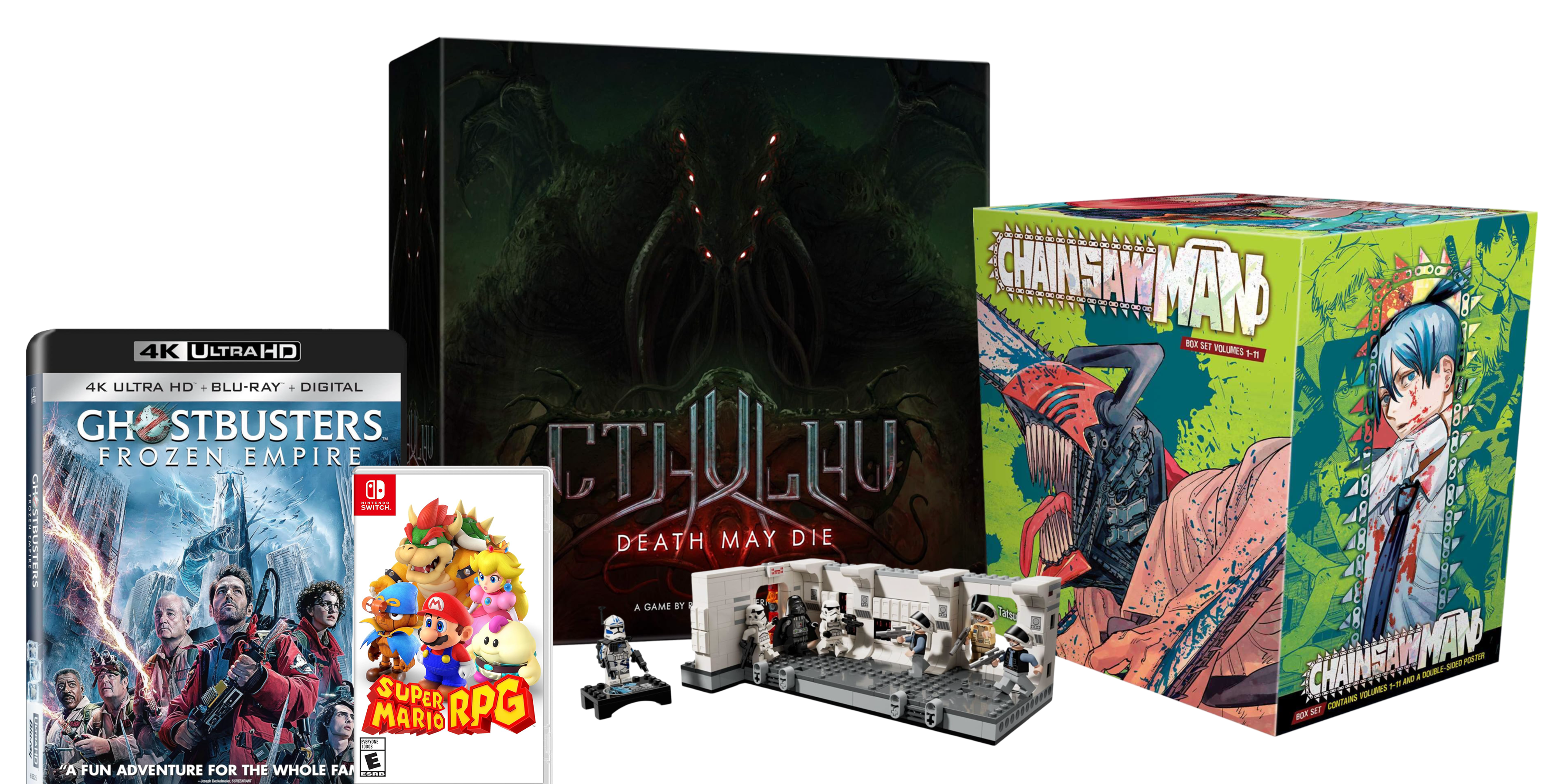 promotional image cthulhu death may die board game lego star wars a new hope tarvine iv chainsaw man manga super mario rpg nintendo switch ghostbusters frozen empire movie 4k ultra blu ray digital