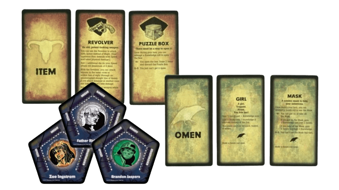 betrayal at house on the hill item cards omen cards and character tokens