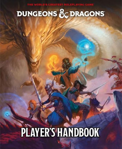 2024 player’s handbook cover 2024 dungeons and dragons player's handbook cover image party of players and dragon wizards of the coast
