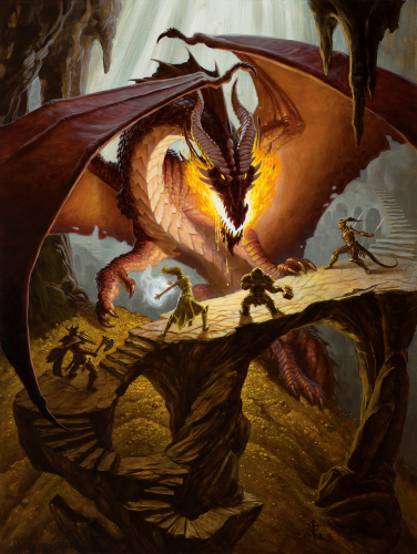 DND_Art7 dungeons and dragons art dragon facing party members
