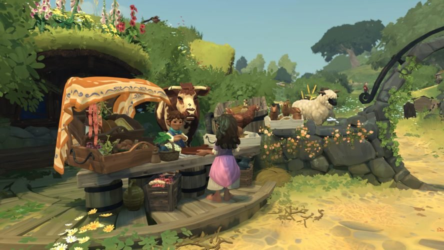 TOTS_D2C_Screenshot02-3840×2160 tales of the shire video game screenshot weta workshop game studio private division two hobbits with a cow and sheep