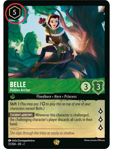 belle_ink_cost_lorcana- lorcana trading card game belle special character card ink cost highlighted
