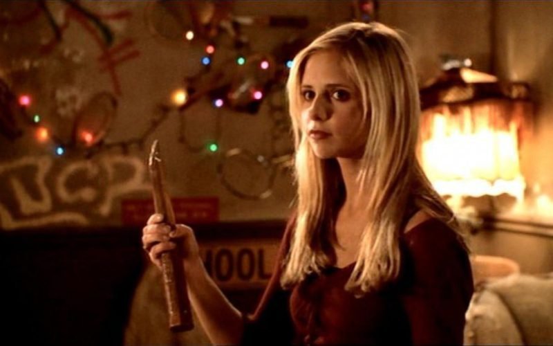 buffy-with-stake buffy the vampire slayer sarah michelle gellar as buffy summers holding wooden stake