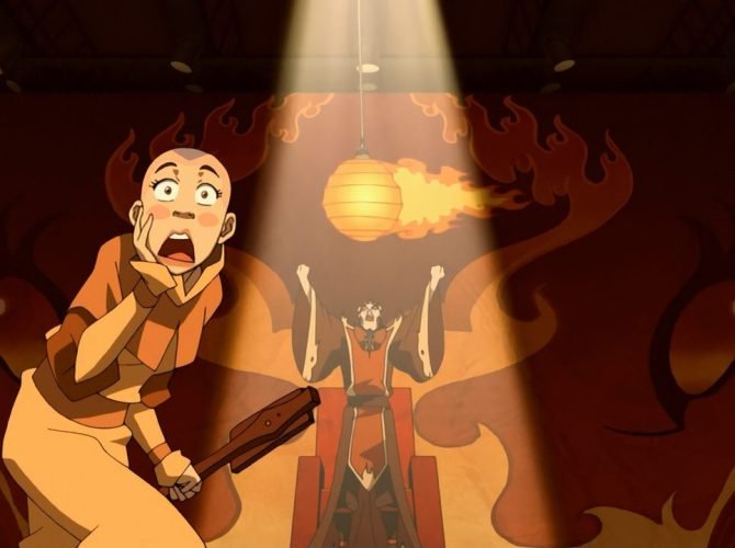ember island players ember island players nickelodeon's avatar the last airbender actor aang standing in front of actor firelord ozai