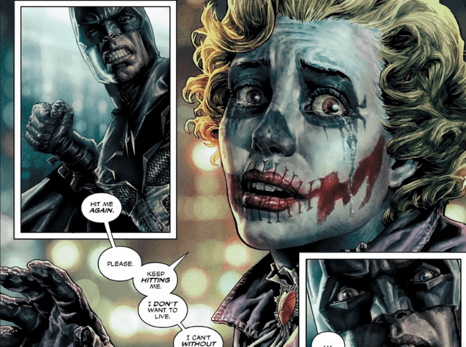 harley quinn damned batman: damned comic panels featuring batman and harley quinn