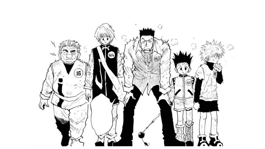 hunter x hunter 1 hunter x hunter manga panel gon freecss and his friends tired during examination