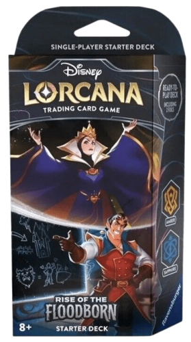 lorcana_floodborn_amber_sapphire disney lorcana trading card game rise of the floodborn amber sapphire starter deck
