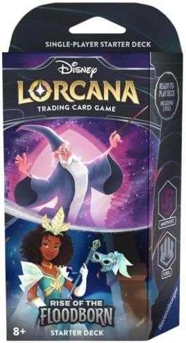 lorcana_floodborn_amethyst_steel- disney lorcana trading card game rise of the floodborn amethyst steel starter deck