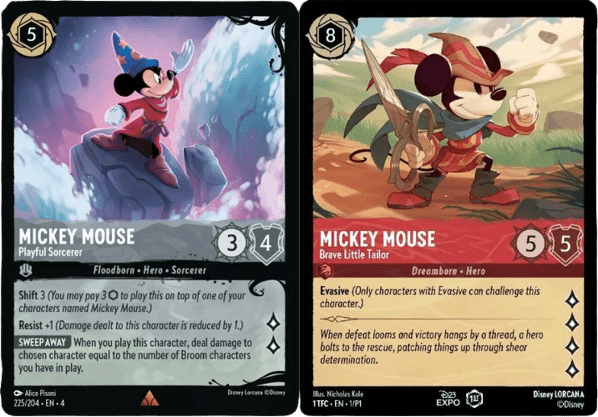 mickey_mouse_lorcana_cards- lorcana trading card games mickey mouse cards different versions