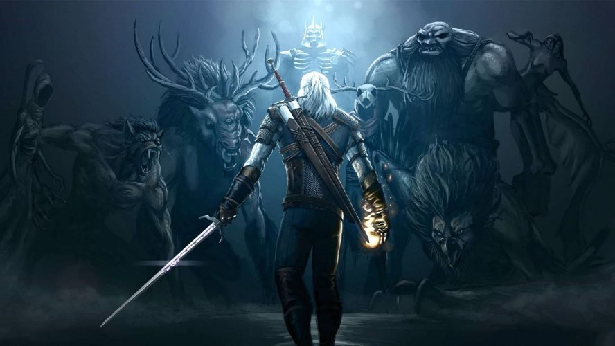 wp9411160-witcher-4k-pc-wallpapers the witcher wallpaper geralt walking toward monsters with sword in hand